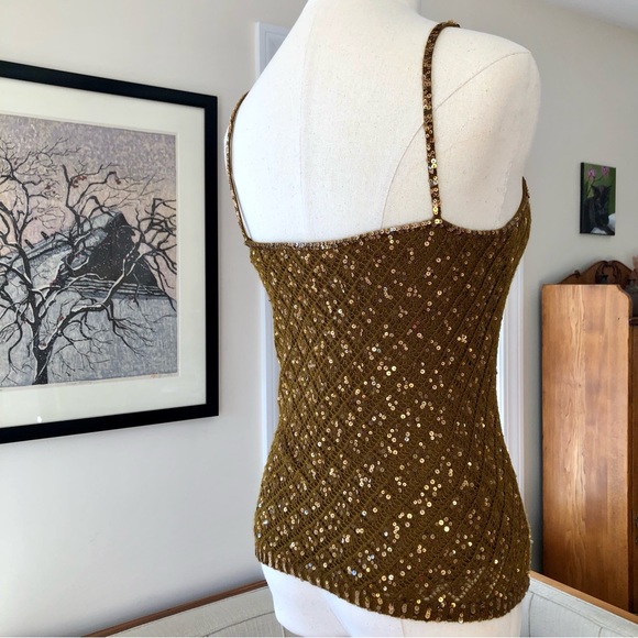 Donna Karan Cashmere & Silk Camisole with Sequins, Vintage Black Label - Picture 3 of 7